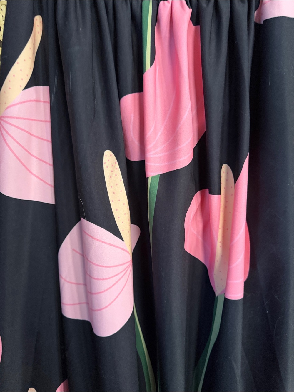 Fighting Eel Cupid Anthurium Black Maxi Dress with Pink Floral Print - Picture 12 of 14